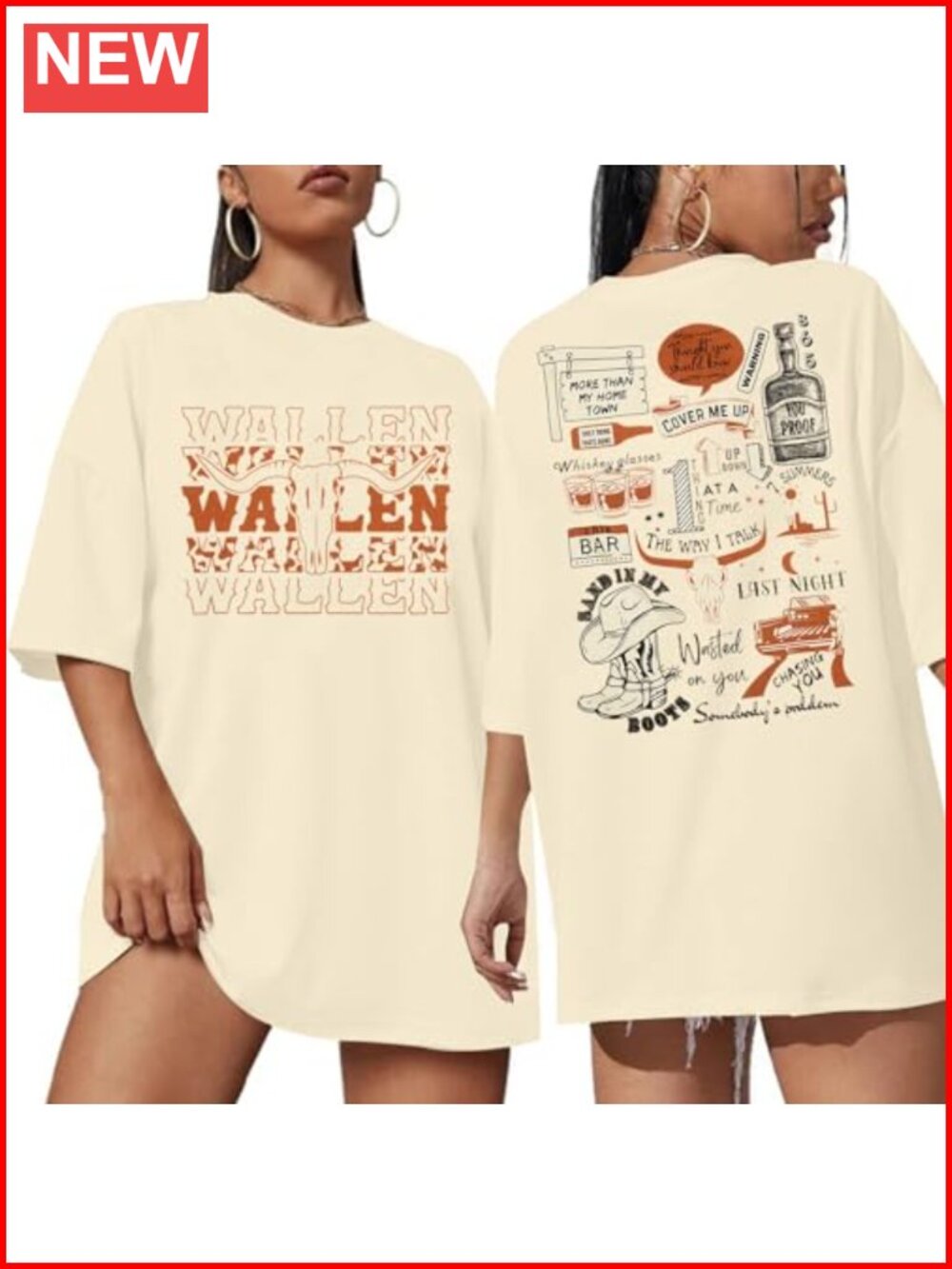 Oversized Cow Skull Graphic Tee Country Western Vintage Rodeo Music Shirt